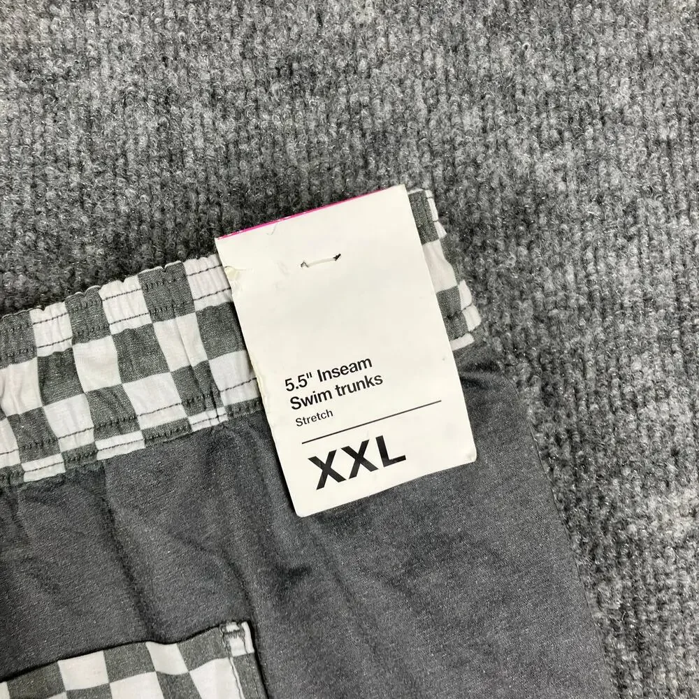 Original Use Swim‎ Shorts Mens XXL Gray Checkered Waist Quick Dry Beach